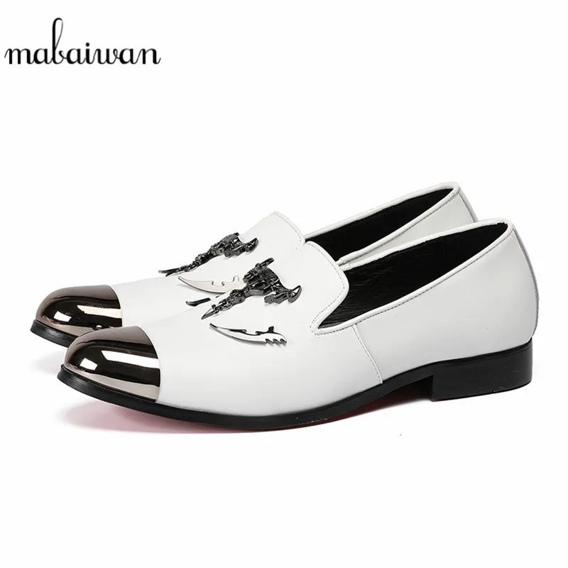 Мужские дышащие туфли Mabaiwan Белые Повседневные на плоской подошве с пряжкой в