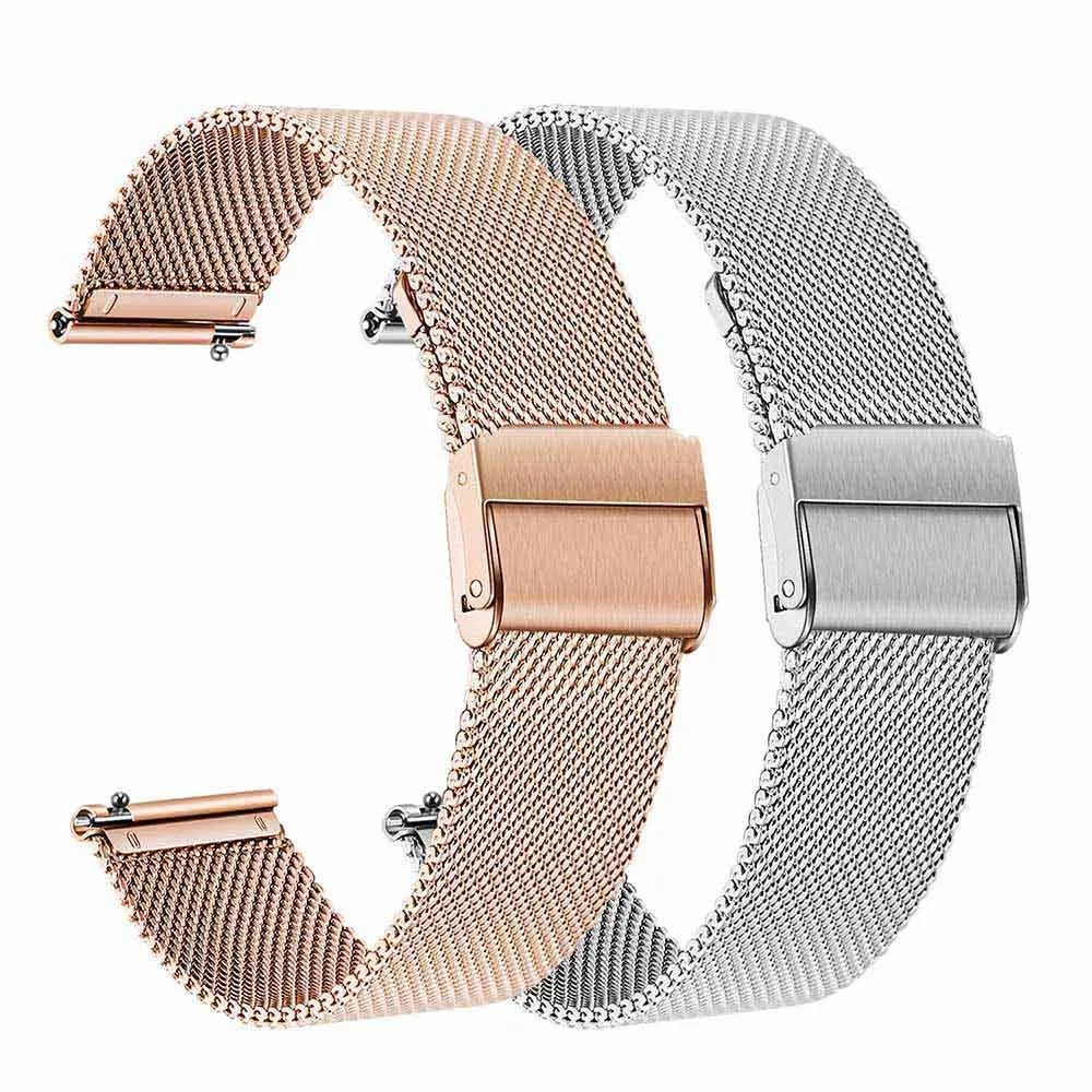 Rose Gold Silver 2 шт. сетчатый и прочный ремешок из нержавеющей стали 20 мм для samsung Galaxy Watch 42 мм/Активный 40 мм/gear S2 классический/gear спортивный ремешок - Цвет ремешка: Rose Gold Silver