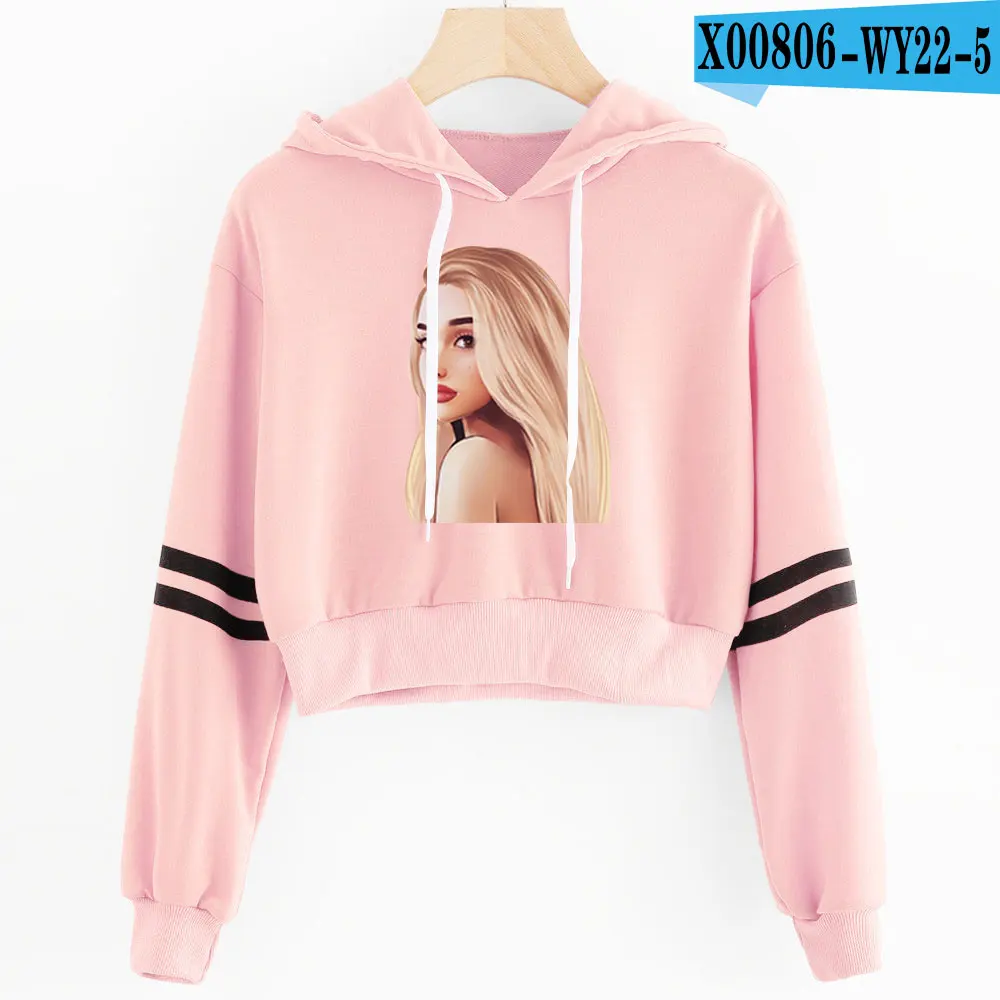 Ariana Grande, женский сексуальный милый укороченный топ, худи, принт змеи, harajuku, горячая Распродажа, новые повседневные толстовки, свитшоты размера плюс - Цвет: Pink