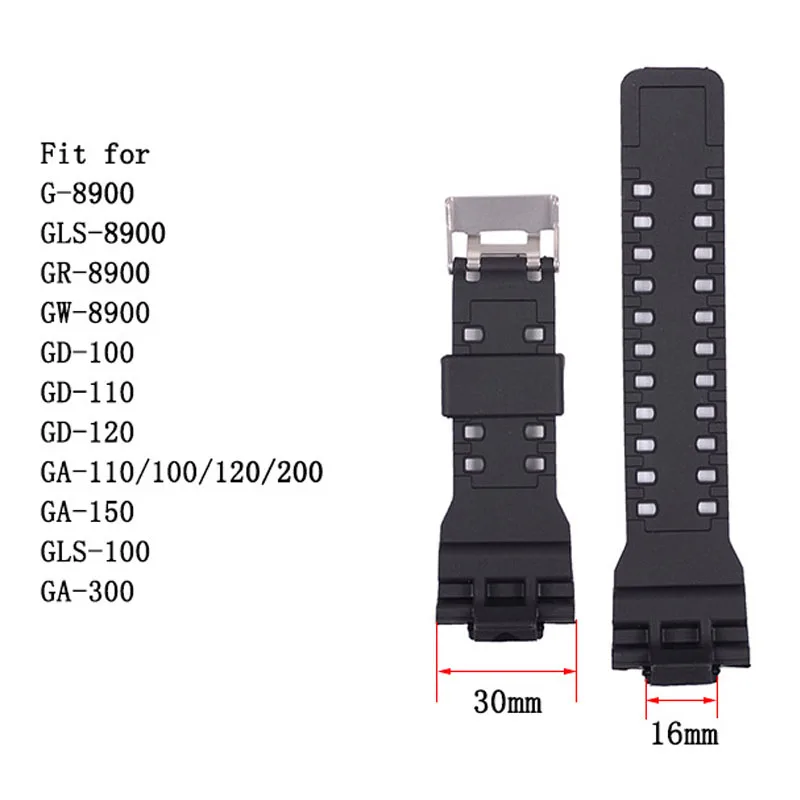 Ремешок силиконовый для Casio G Shock GA 110/100/120 резиновый сменный черный