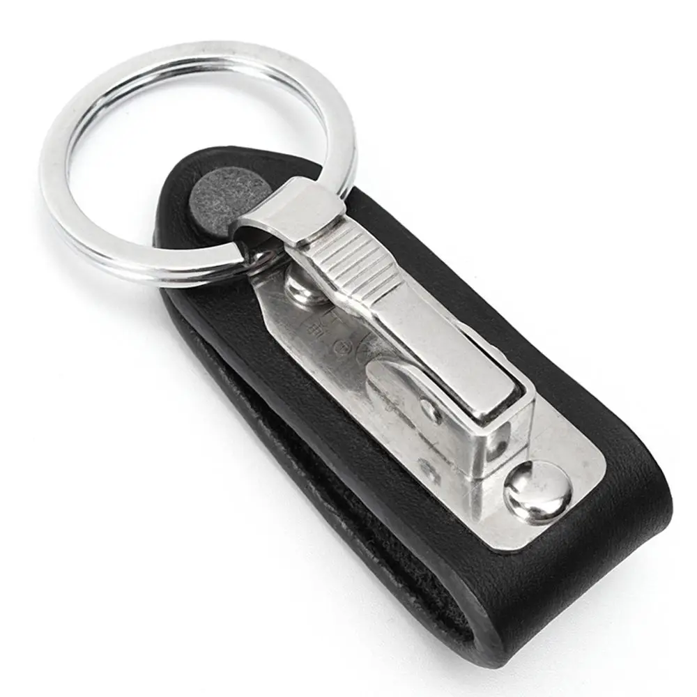 Premium Leather Keychain with Stainless Steel Clip - Detachable Waist Belt Hook, Anti-Lost Key Ring Holder image 4