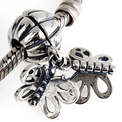 Пара подвесок бабочек в античном стиле оригинальные подвесные серебряные бусины