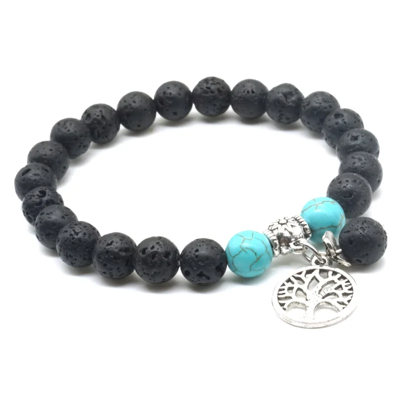Любовник Древо жизни 8 мм Лава камень калалит исцеляющий баланс бусины рейки