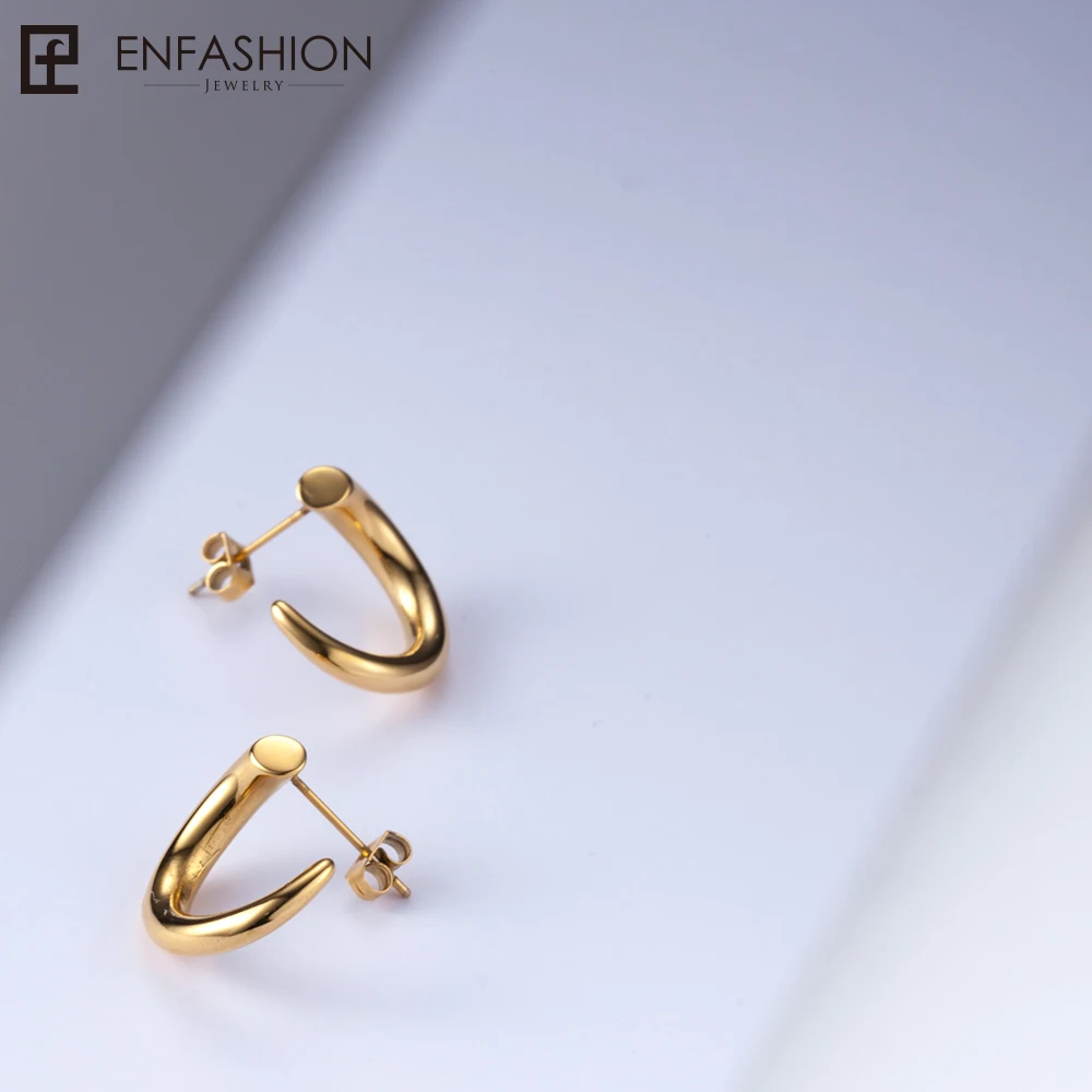 Enfashion панковские серьги гвоздики из нержавеющей стали золотого цвета