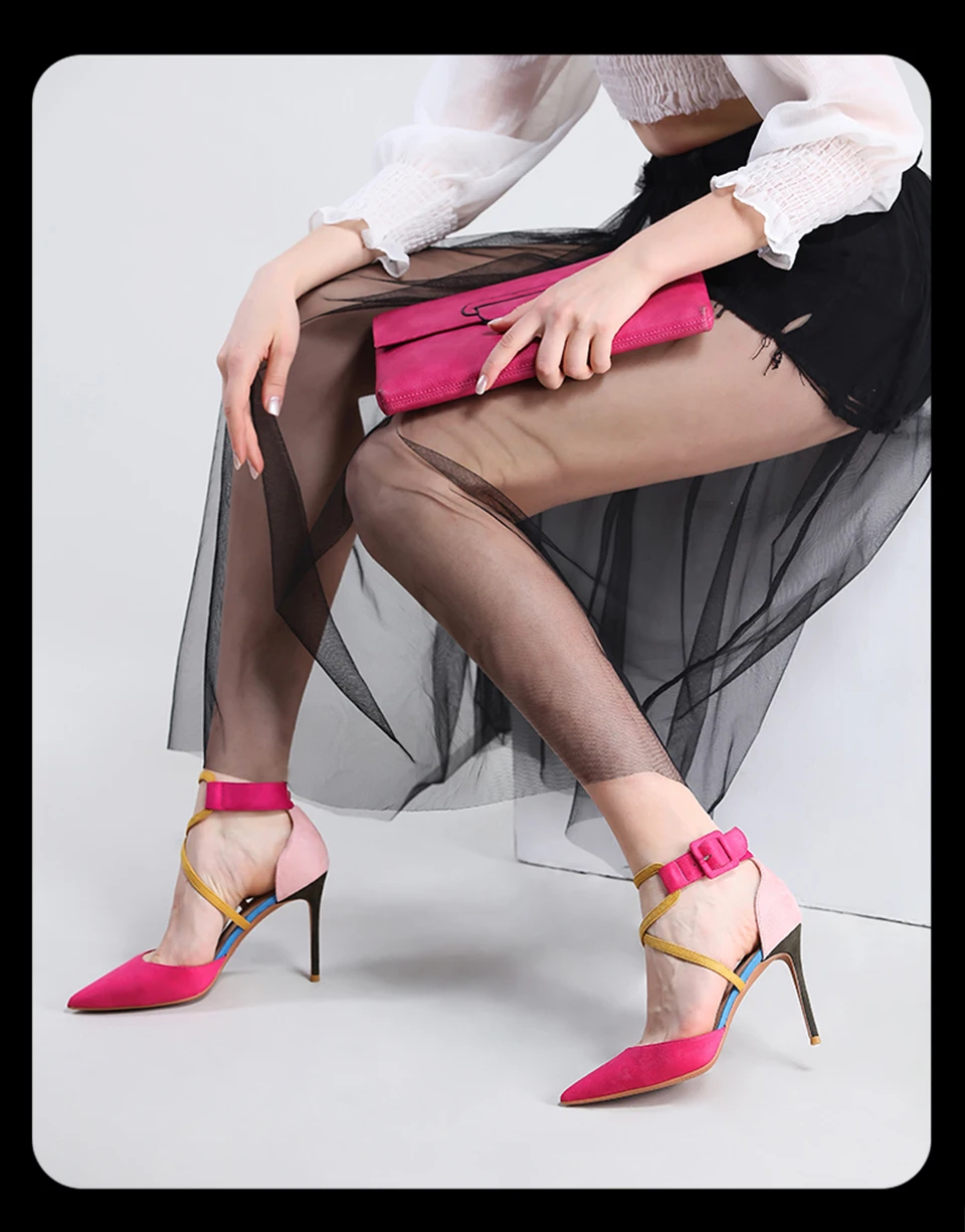 GOXEOU/ г.; женская обувь; size32-46 на тонком высоком каблуке; пикантные туфли из флока с острым носком; свадебные офисные разноцветные туфли ручной работы;