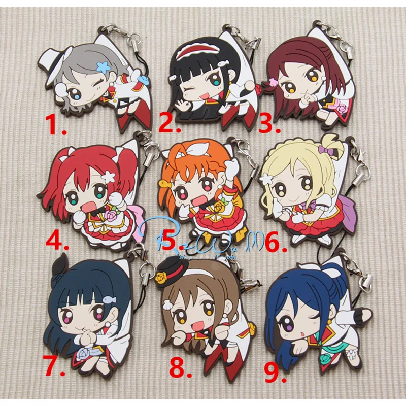 9 шт./компл. аниме брелок Love Live Aqours Sunshine Takami Chika Watanabe kulcstarto Keychian кольца Подвески llavero
