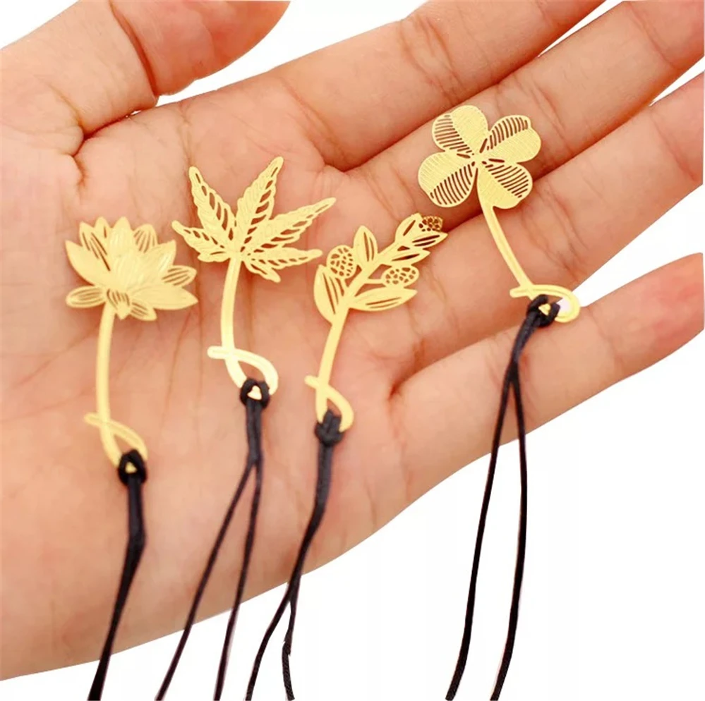 Golden Key Feather Tree Silver Plated Bookmark With Leather Strap Mental Bookmarks For Books Paper Clips Stationery Gift | Канцтовары