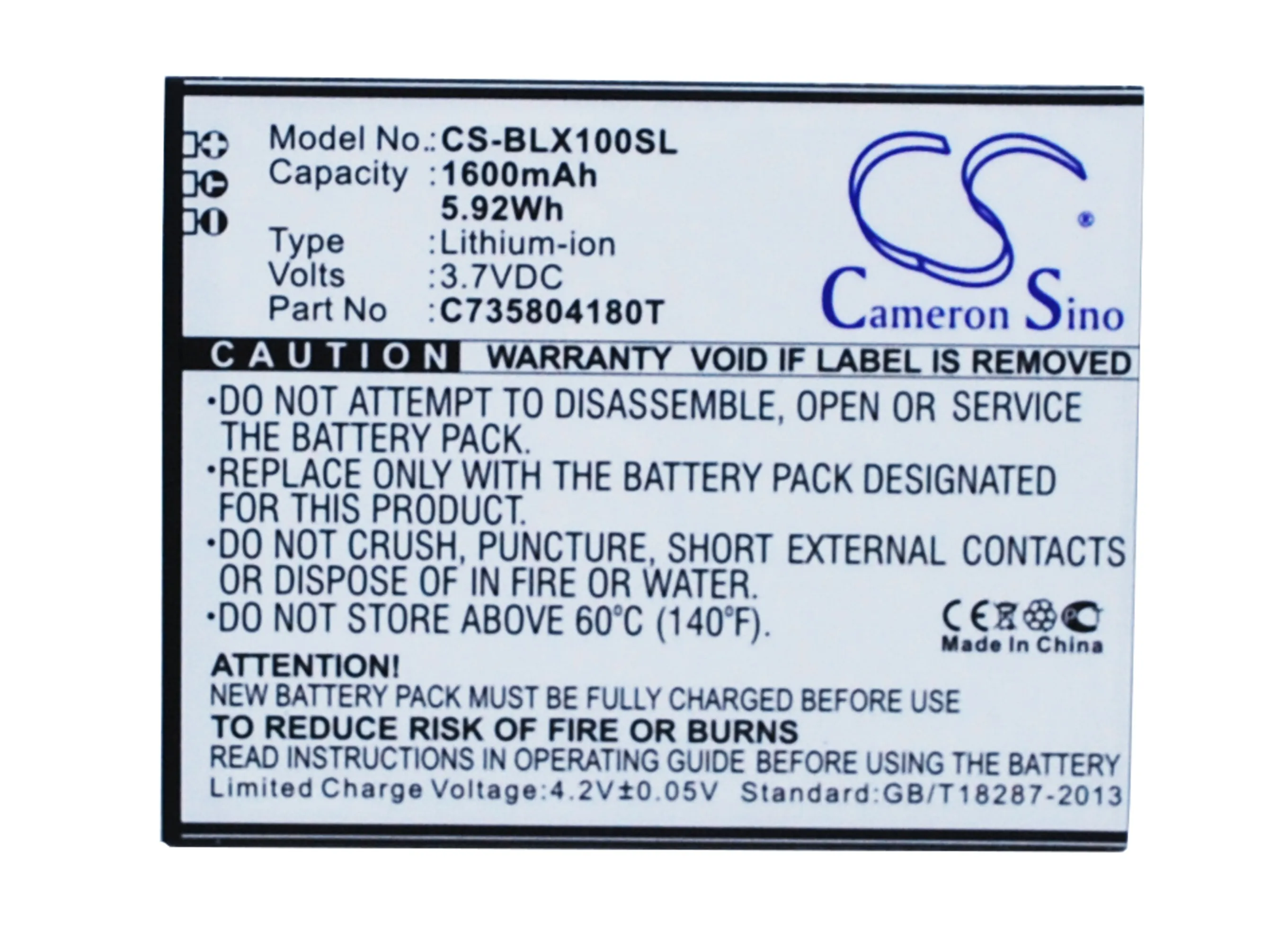 Аккумулятор Cameron Sino 1600 мАч C735804180T для BLU L100 L100A L100i L102A Life Play X|1600mah battery|cameron sinobattery for |