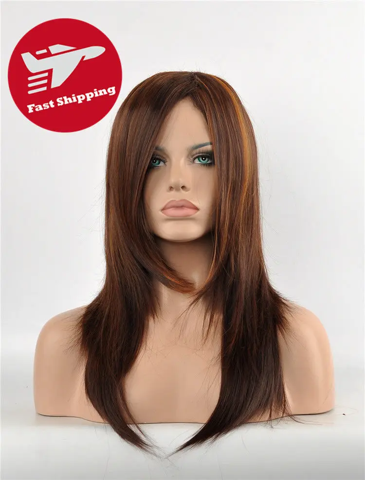 song wig.02470 good Women Lady Heat Brown Long Pretty Cosplay Party Straight Full Hair Wigs |