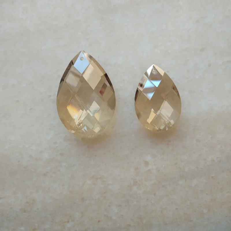 10pcs/lot, 50mm champagne net shaped crystal pandent+2 octagonal+3 gold ring connector Glass Wedding Decoration Crystal Pendant