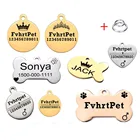 Индивидуальные идентификационные бирки для собак, щенков, собак, ошейники, аксессуары из нержавеющей стали, идентификационные бирки для кошек, персонализированные Бесплатные гравировки