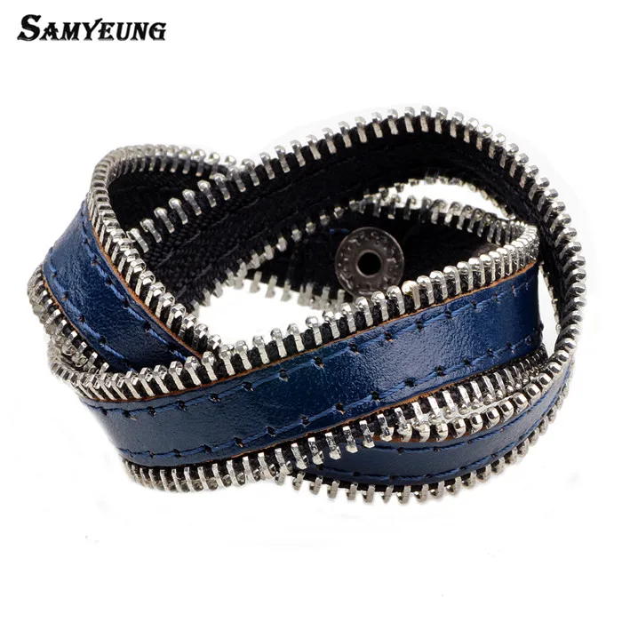 Samyeung подвеска в стиле стимпанк браслеты на молнии женские кожаные Braclet мужские
