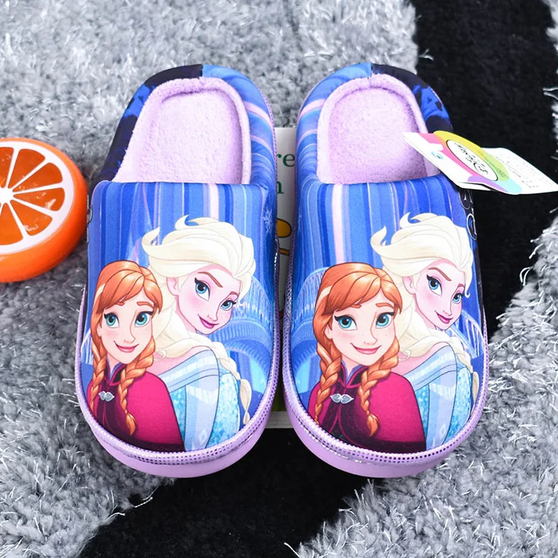 Зимние домашние теплые плюшевые тапочки Эльзы и Анны милые мягкие для детей