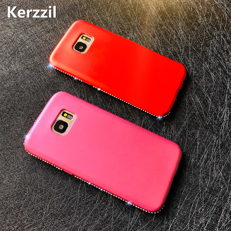 Роскошный силиконовый чехол Kerzzil со стразами для Samsung S8 S7 S9 блестящие мягкие