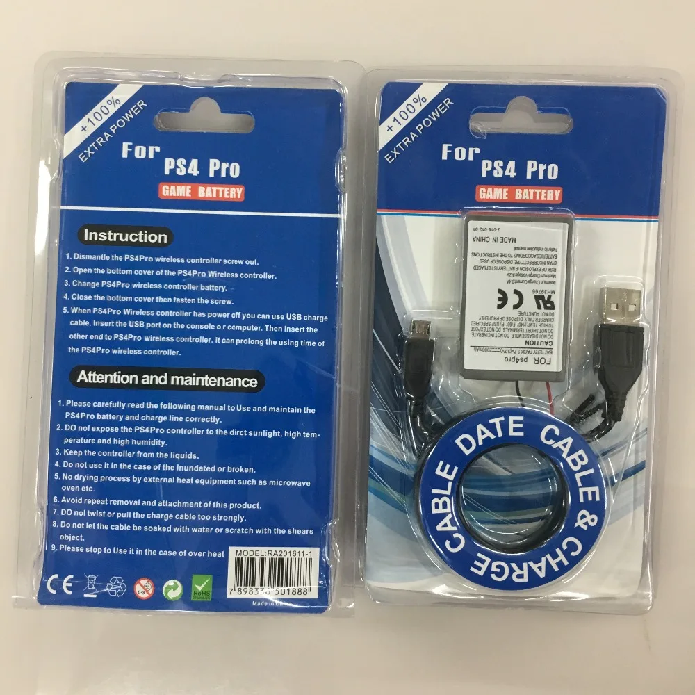 2000mAh For PS4 Pro Battery Li-Ion Lithium Replacement Pack With USB Charger Cable Sony pro Wireless Controller | Электроника