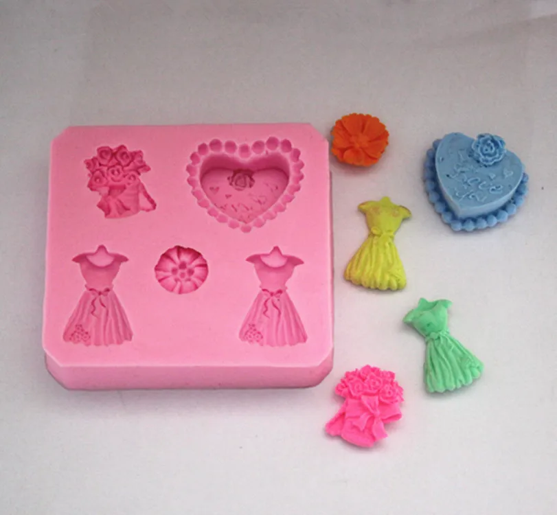 FM191 Double sugar cake soaps mold silicone 3 d food-grade skirt | Дом и сад