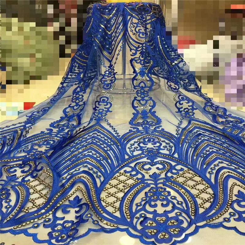 2019 High Quality African Lace Fabric French Tulle Net Embroidery Sequins For Nigerian Party Dresses dp65-1556 | Дом и сад