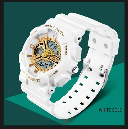 white Бренд SANDA модные часы мужские светодиодные цифровые часы G наружные многофункциональные водонепроницаемые военные спортивные часы relojes hombre - Цвет: white