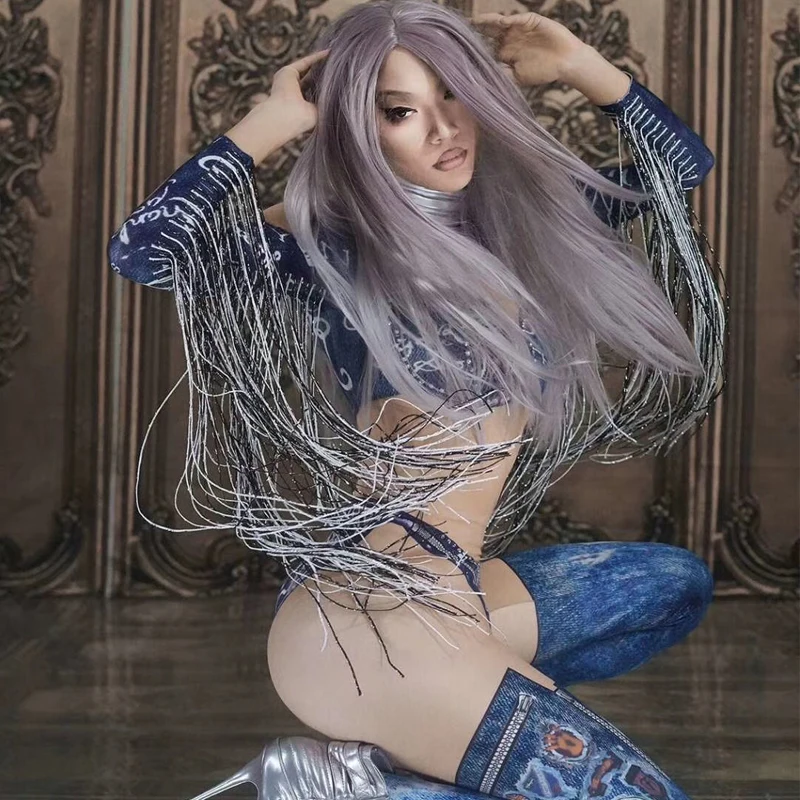 Мужской сексуальный комбинезон с бахромой Zentai эластичная одежда вечерняя для
