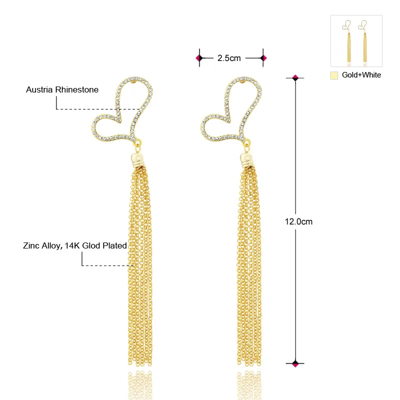 Серьги-капли Neoglory австрийские стразы дизайн в виде сердца стильный светильник с