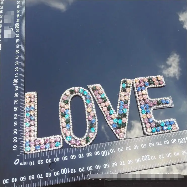 1 шт. вышивка из горного хрусталя с надписью LOVE ткань вышивкой бисером и