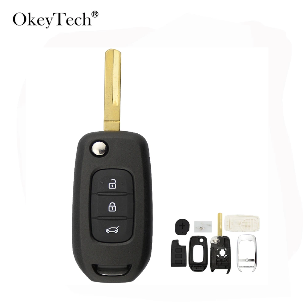 Чехол для автомобильного ключа OkeyTech раскладной ключ с 3 кнопками Сменный Renault Kadjar