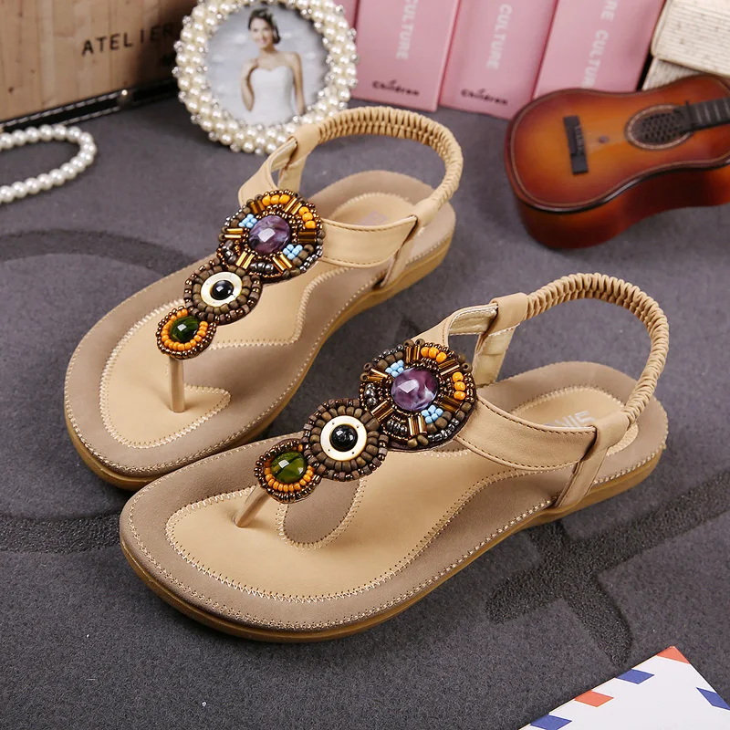 Женские сандалии GOXPACER на плоской подошве пляжная обувь|sandals bohemia|beach shoes womenbeach |
