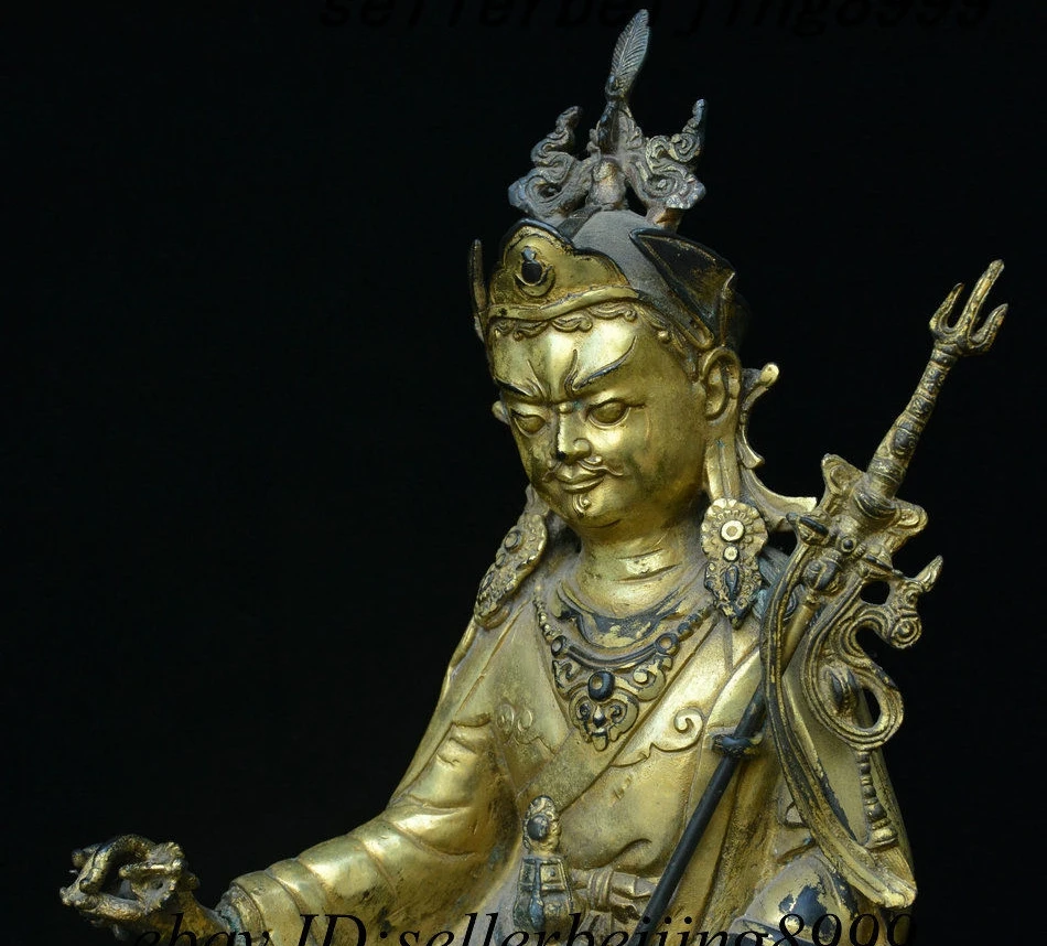 13 &quotТибетский буддизм Бронзовая позолота гуру Padmasambhava Rinpoche статуя Будды|Статуи и
