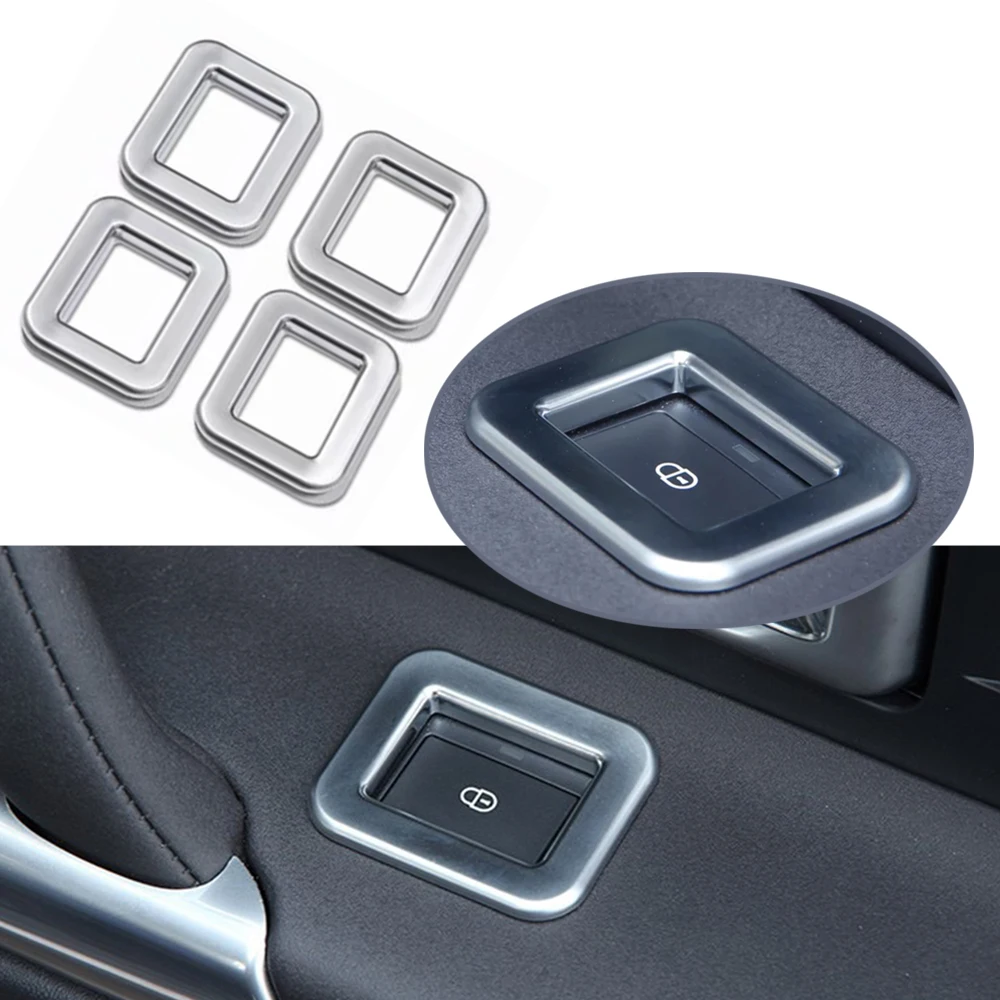 

JEAZEA 4Pcs Chrome ABS Car Door Safety Lock Sequins Decoration Frame Trim For Land Rover Discovery Sport 2015- 2017 2018 2019