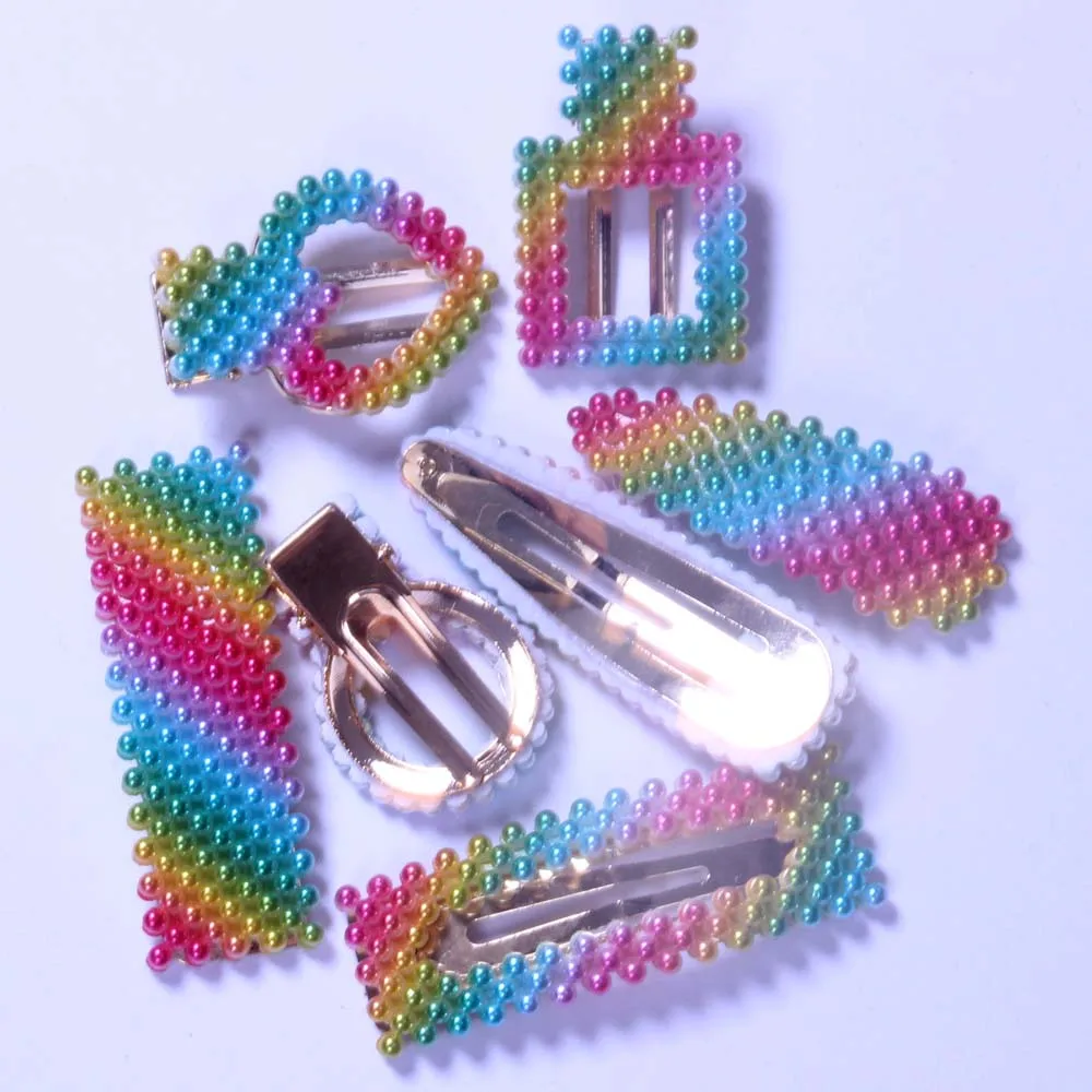 Женский Радуга Цвет акриловые шпильки с жемчугом в винтажном стиле длинным