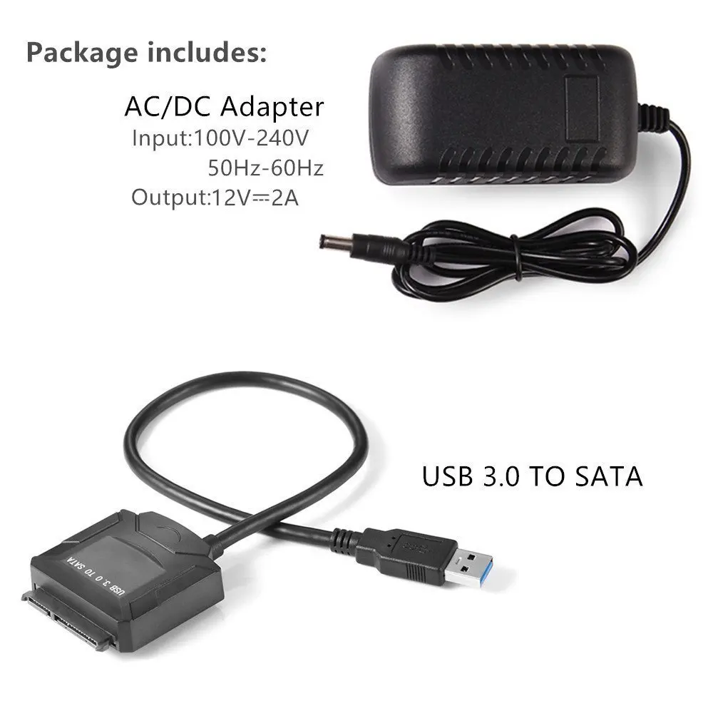 Адаптер питания с USB 3 0 на SATA для жесткого диска 5 дюйма HDD 2 SSD преобразователем 12 В