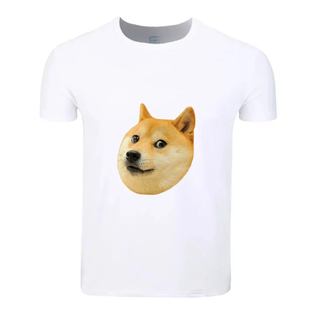 Doge интернет смешное лицо Хлопок большой размер летняя футболка для студентов с