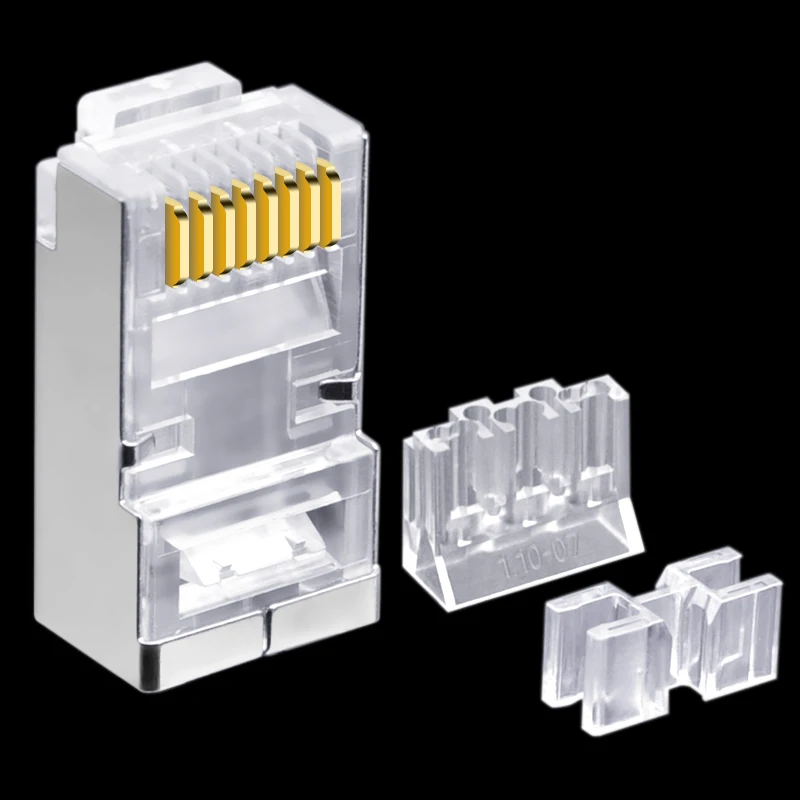 CNCOB 50u позолоченный тройной Ethernet разъем Cat6 RJ45 8p8c модульный штекер гигабитный