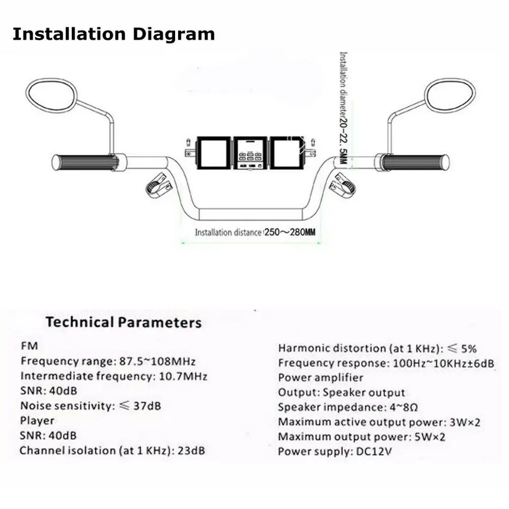 Bluetooth Мотоциклетный mp3 плеер динамик музыка FM радио водонепроницаемое