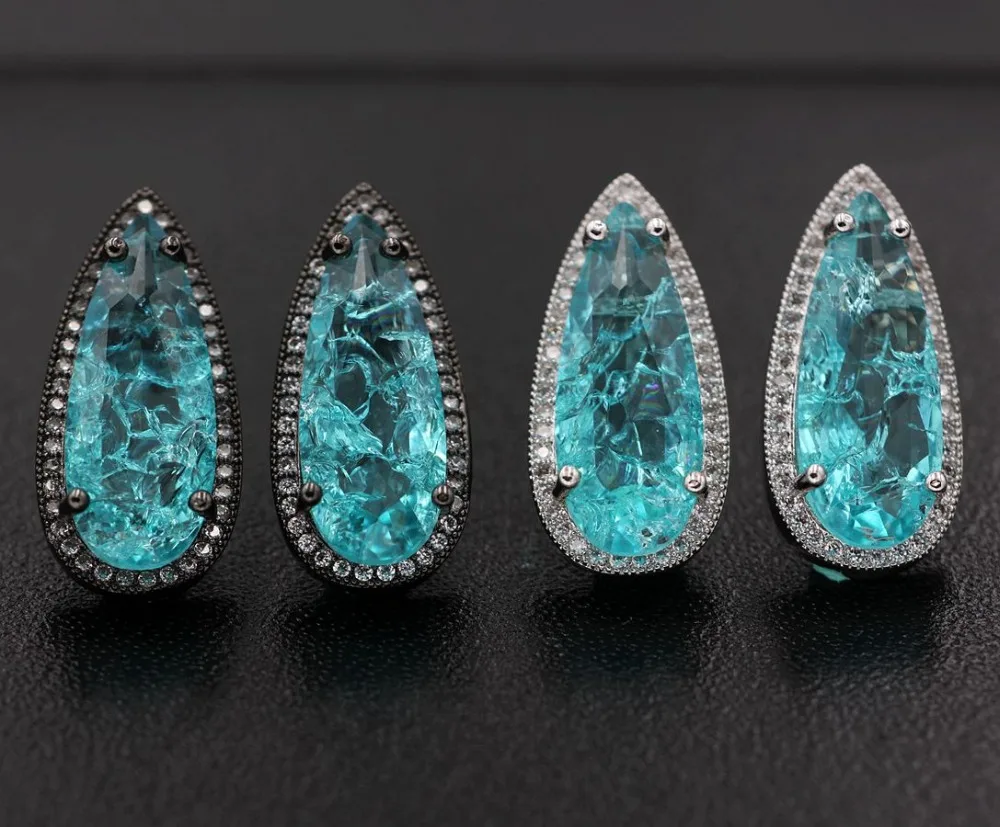 Женские серьги гвоздики из натурального камня с кристальным стеклом|earrings natural