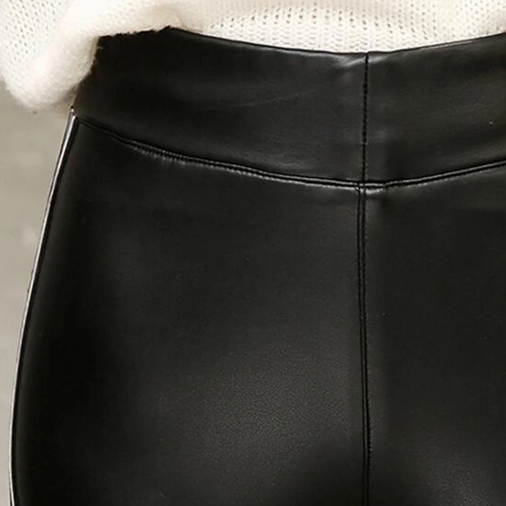 LXMSTH 2019 осень зима тощие кожаные штаны Для женщин модные элегантные однотонные