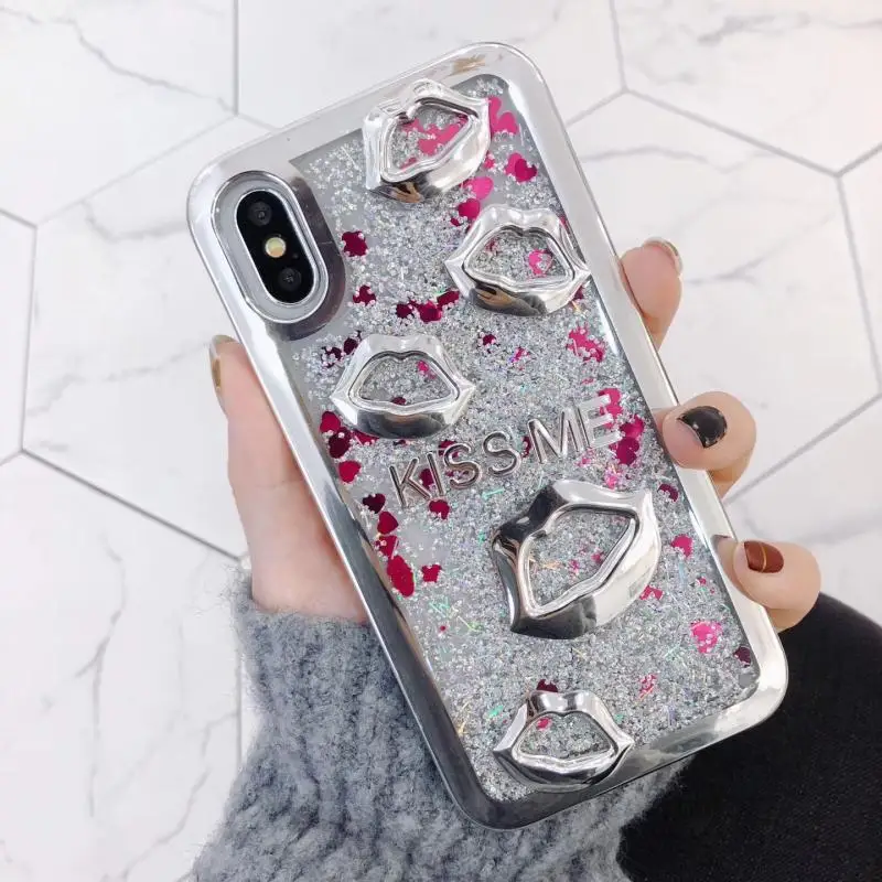 Жидкость зыбучие пески Чехлы для Iphone 7 Чехол Покрытие губы 8 плюс крышка мягкая TPU