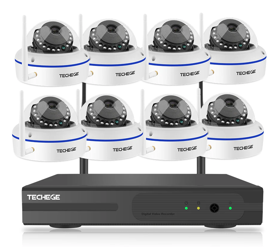 Techege 8CH HD1080P беспроводная камера системы видеонаблюдения беспроводная NVR Антивандальная купольная камера домашняя система безопасности wifi комплект видеонаблюдения