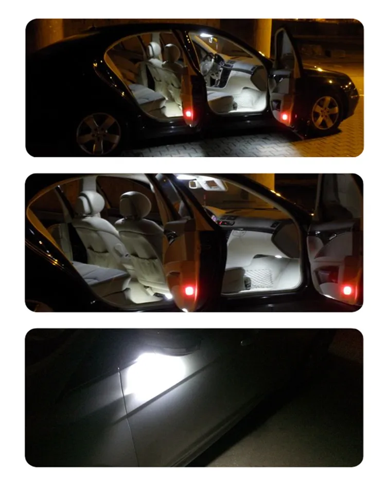WLJH 2x Автомобильный светодиодный светильник T10 W5W 3030 чип 12 в автомобильный интерьерный инструмент купольная карта дверь вежливое боковое разрешение на парковку пластина лампа