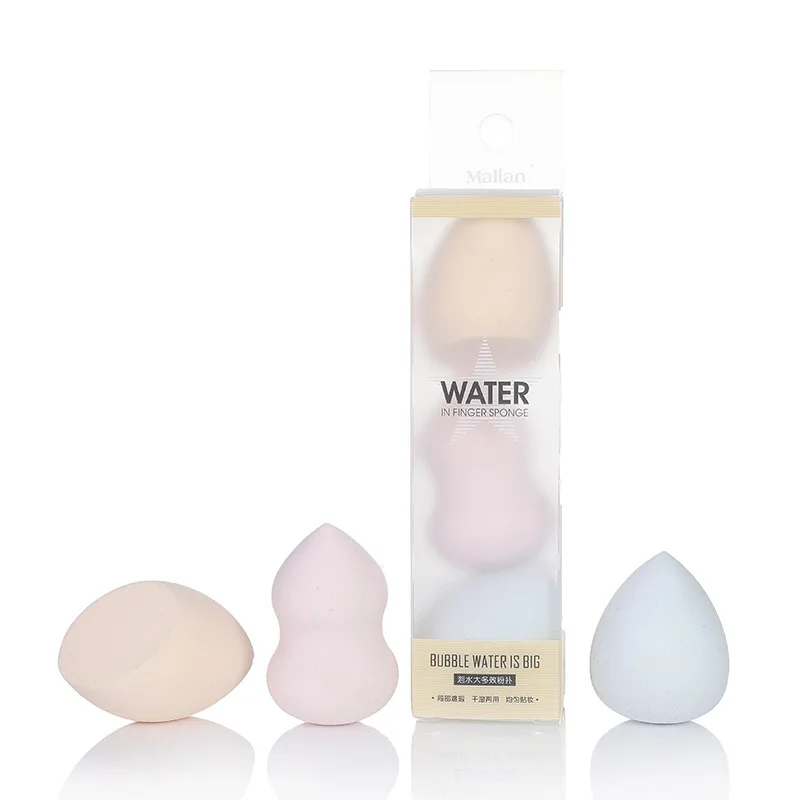 3 PCS Mini Hoist + Water Drop Beveled Puff Beauty Makeup Egg Sponge Wet And Dry |