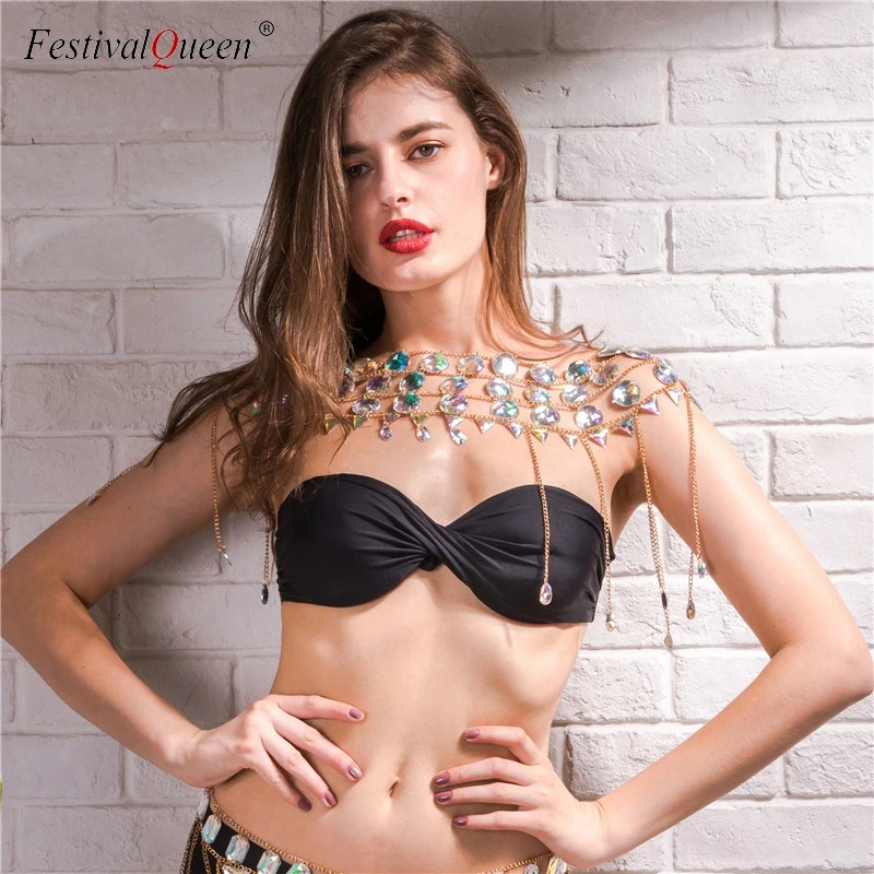 FestivalQueen блестящий кристалл драгоценный камень sequin укороченный Топ для женщин Роскошная ручная работа пэтчворк открытая спина o-образным вырезом ночной клуб вечерние топы на бретельках