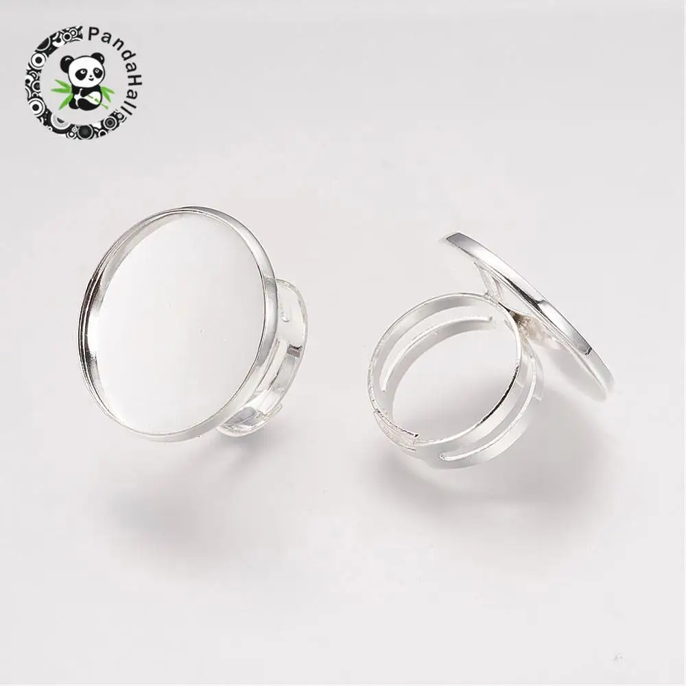 

Brass Pad Ring Bases, Adjustable, Silver Color, 17mm; Tray: about 25mm in diameter, 23mm inner diameter