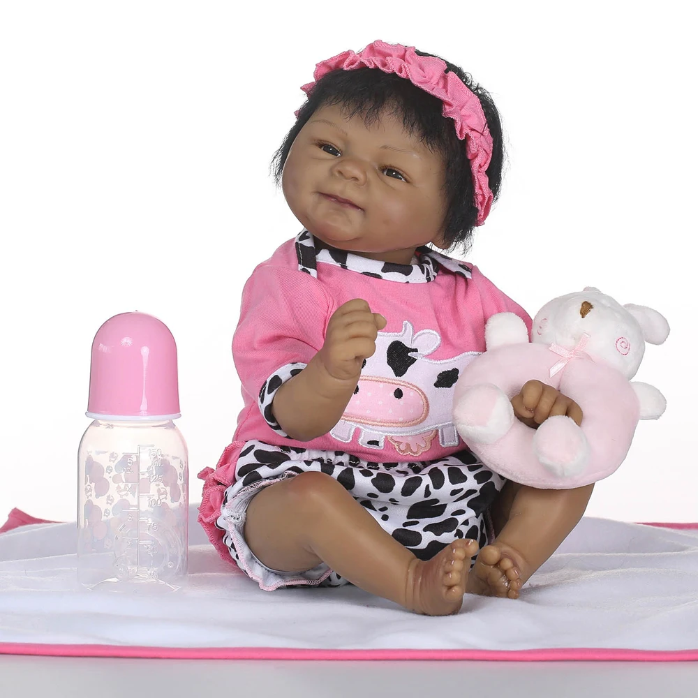 

npk Lifelike 40CM Reborn Baby Dolls Full Silicone Vinyl Body Babies Doll Waterproof Girl Toys Looks Like Pink Cows bebe Reborn