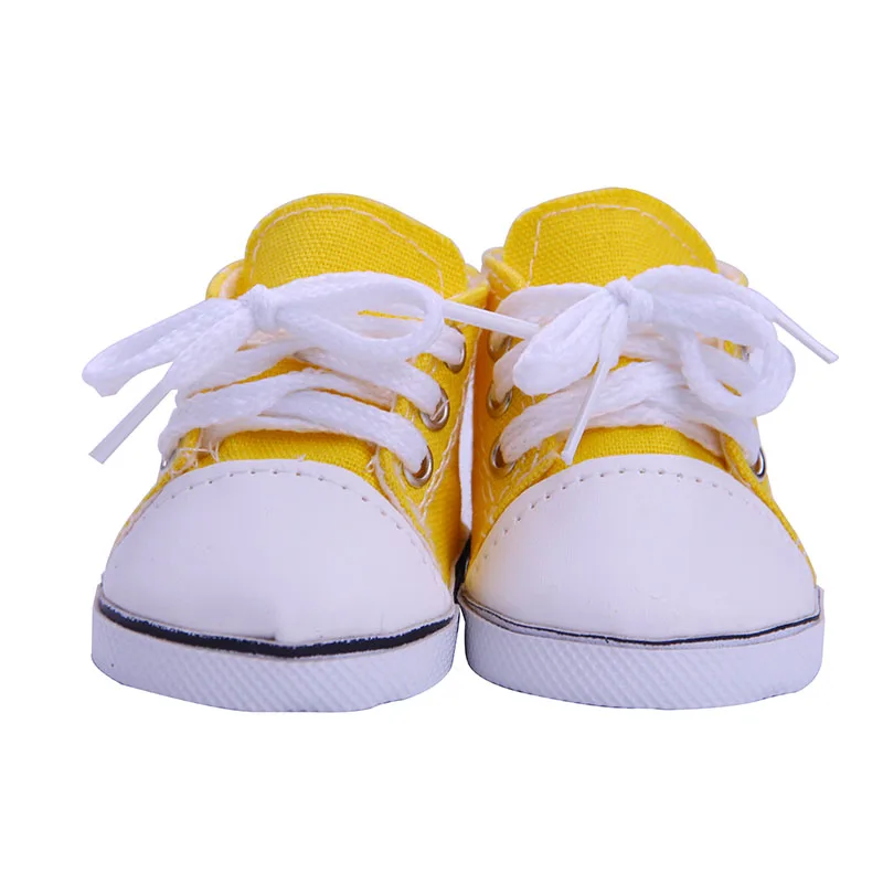 18inch Dolls yellow Canvas Lace Up Sneakers Shoes for Doll Accessory m177 | Игрушки и хобби