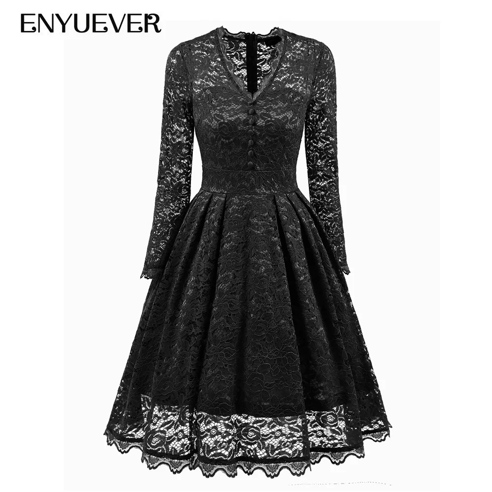 Enyuever женское кружевное платье 2019 Весна Vestidos рокабилли Винтаж 50 s Ретро