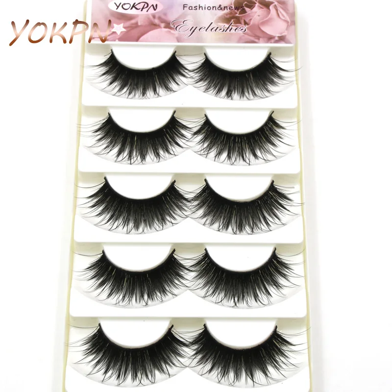 Натуральные длинные густые накладные ресницы YOKPN мягкие хлопковые с хвостовиком