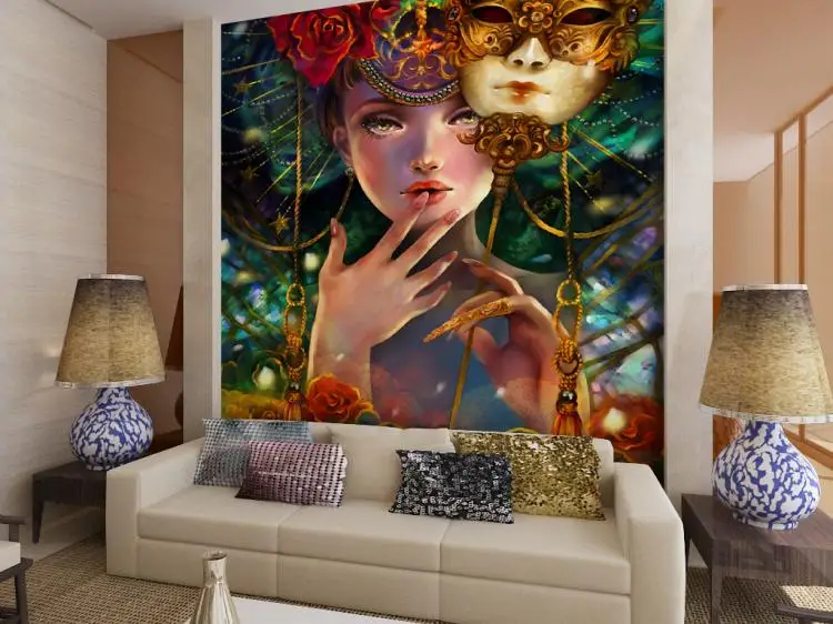 

Custom Size Photo custom stereo Magic girl terror wallpaper bar KTV corridor hotel sofa backdrop living room wallpaper mural