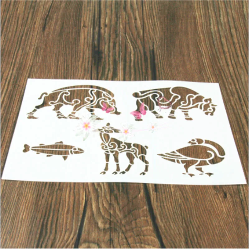 

(JESJELIU) 1PC Wild animals shaped Reusable Stencil Airbrush Painting Art DIY Home Decor Scrap booking Album Crafts