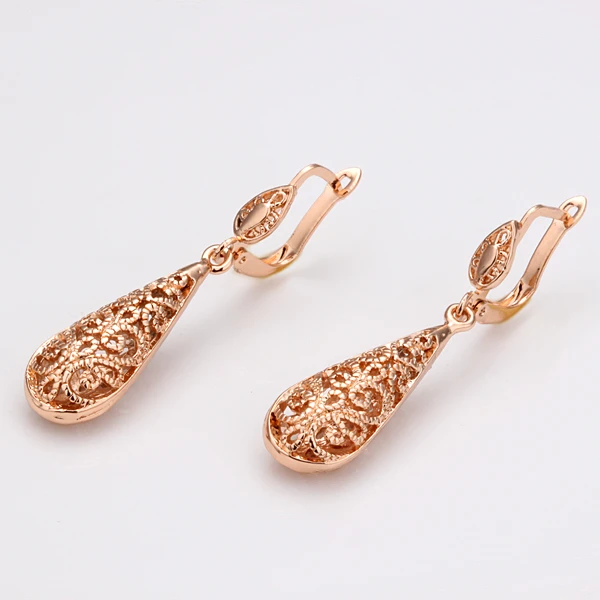JZTOP Brand Woman Hollow Drop Earrings Ladies Gold Color Wedding Engagement Earring Jewelry For Women | Украшения и аксессуары