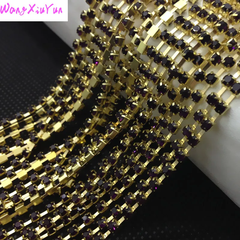 Топ около 1440 шт блестящие хрустальные чашки цепи золото медь металлическое